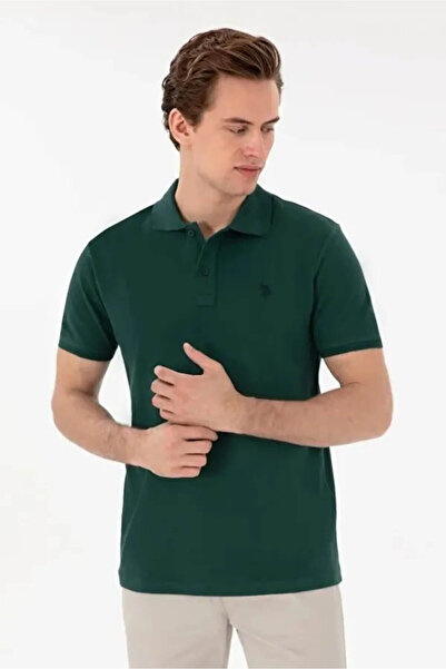 U.S. Polo Assn. Gtp04Iy026 تي شيرت بولو للرجال باللون الأخضر الداكن PU-8731