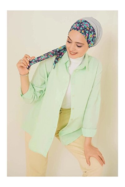 LC Waikiki Nevavm Farkıyla Women's Hijab Light Green Wide Fit Long Basic Shir...