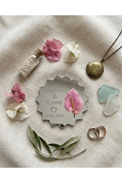 ih ihra Kişiye Özel Çiçekli Söz Nişan Nikah Düğün Dağıtmalık Hatıra Magnet 50...