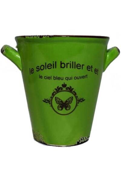 Goliat Suport ceramic verde 'vintage', 10,5 cm, pentru plante