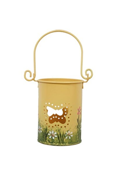 Goliat Decorative Lantern Goliat, yellow, butterfly motif, 6x9cm, with tealig...