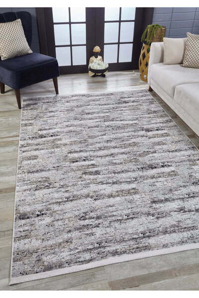 halinet Halı.Net Gray Modern Washable Non-Slip Living Room Carpet Haln-Hln1770