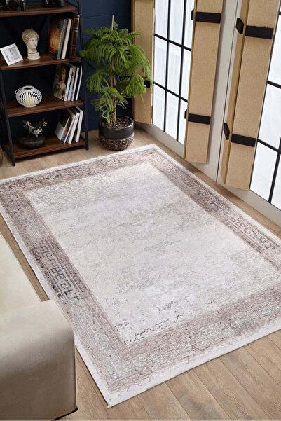 halinet Halı.Net Cream Modern Washable Non-Slip Living Room Carpet Haln-Hln1766