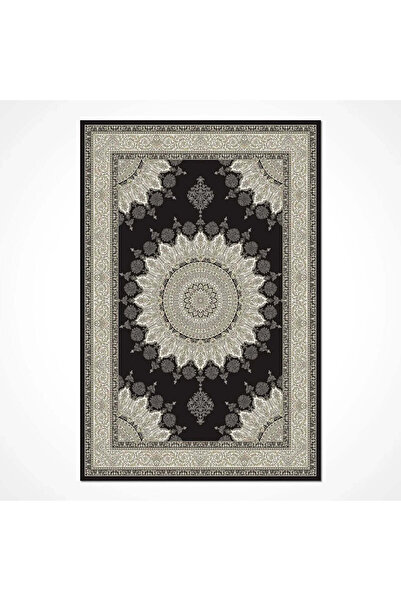 halinet Halı.Net Black Modern Washable Non-Slip Living Room Carpet Cr-İskandi...