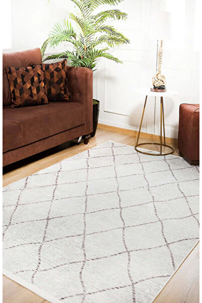 halinet Halı.Net Beige Modern Washable Non-Slip Living Room Carpet Haln-Hln935