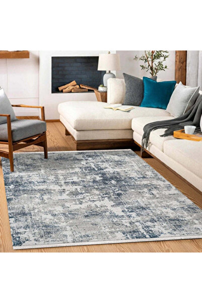 halinet Halı.Net Blue Modern Washable Non-Slip Living Room Carpet Cr-Royal-14...