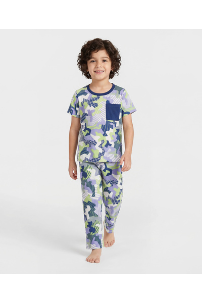 Pine kids Single Jersey Knit Half Sleeves Co-ords Printed Night Suit - White ...