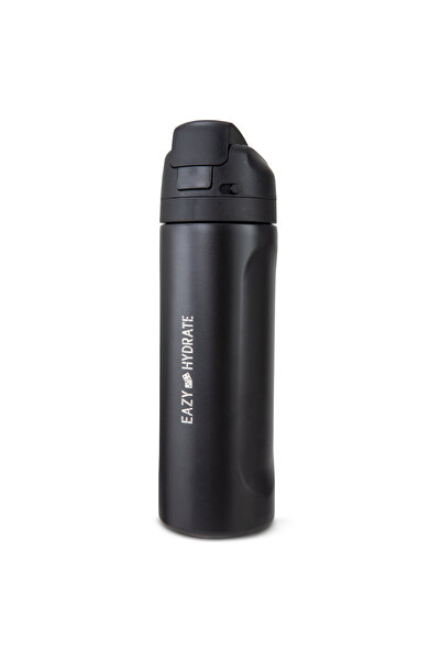 Eazy Kids Stainless Steel Water Bottle w/ Straw and Spout 710mL Black