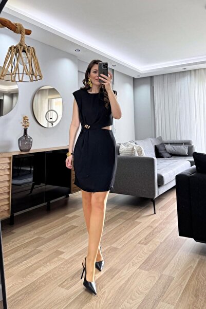 Banu Angay Arvena Gold Accessory Detailed Dress Black