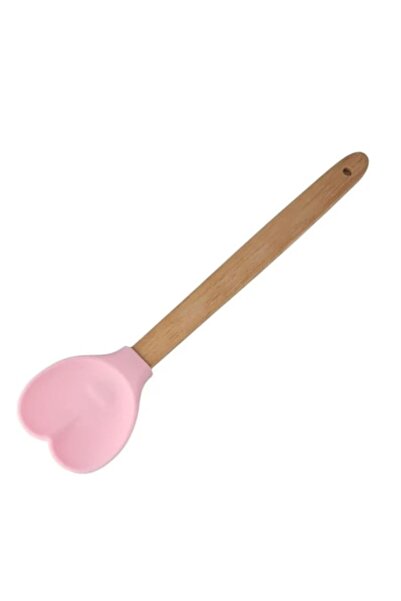 OEM Heart-shaped Silicone Spatula with Wooden Handle, 28 cm, Multicolor