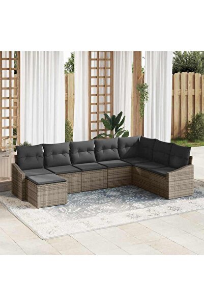 vidaxl Set de canapea cu perna 8 pcs Gri poliratan