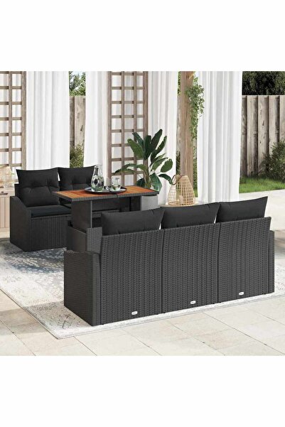 vidaxl Set de canapele pentru gradina 6 pcs Negru Rattan poli