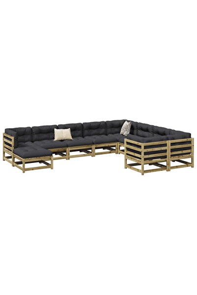 vidaxl Set canapea de gradina, 10 piese, lemn de pin tratat