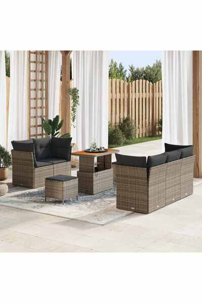 vidaxl Set de canapele pentru gradina 8 pcs Gri poliratan