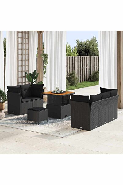 vidaxl Set de canapele pentru gradina 8 pcs Negru poliratan
