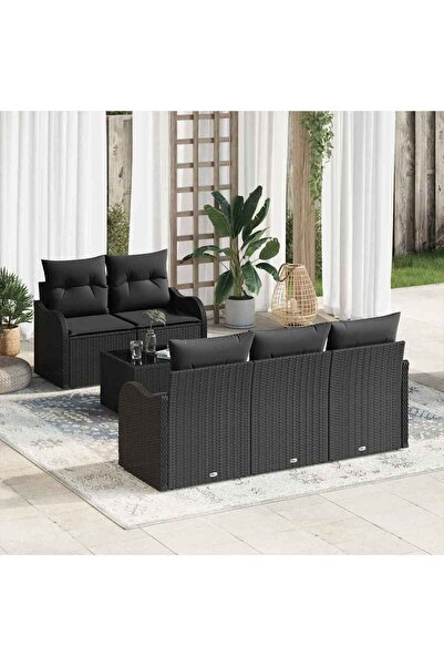 vidaxl Set de canapele pentru gradina Negru poliratan