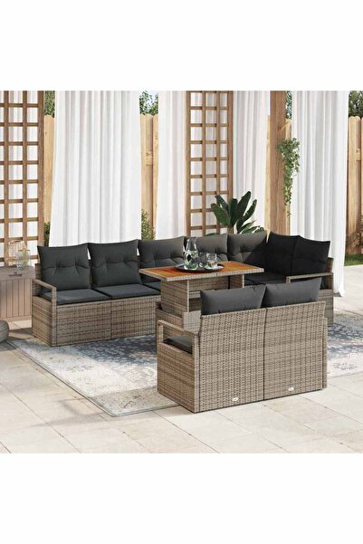vidaxl Set de canapele pentru gradina 9 pcs Gri Rattan poli