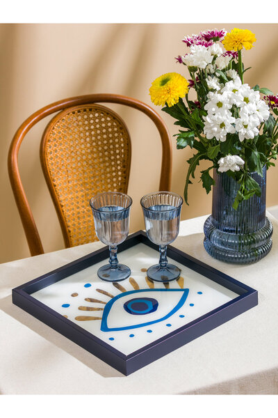 LC Waikiki Eye Printed Decorative Tray 33x33 cm