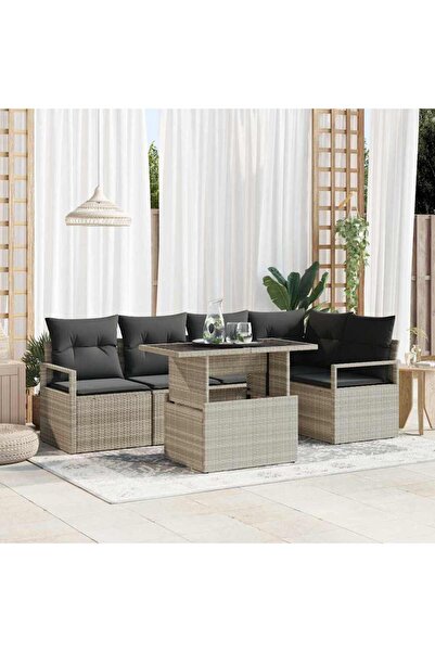 vidaxl Set de canapele pentru gradina 6 pcs Gri deschis Rattan poli