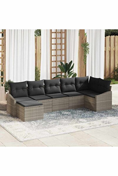 vidaxl Set de canapele pentru gradina 7 pcs Gri deschis poliratan
