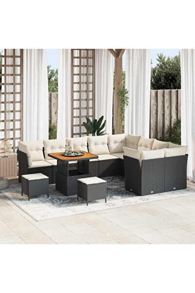 vidaxl Set de canapele pentru gradina 12 pcs Negru poliratan