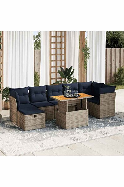 vidaxl Set canapele de gradina cu perne, 8 piese, maro, poliratan
