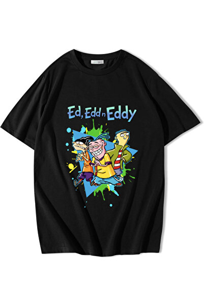 BRZ COLLECTION Tricou unisex oversize Ed, Edd și Eddy negru