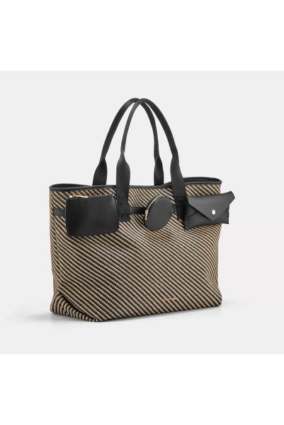 Black Ribbon Vera Maxi Tote Bag - Women's Shoulder and Beach Bag