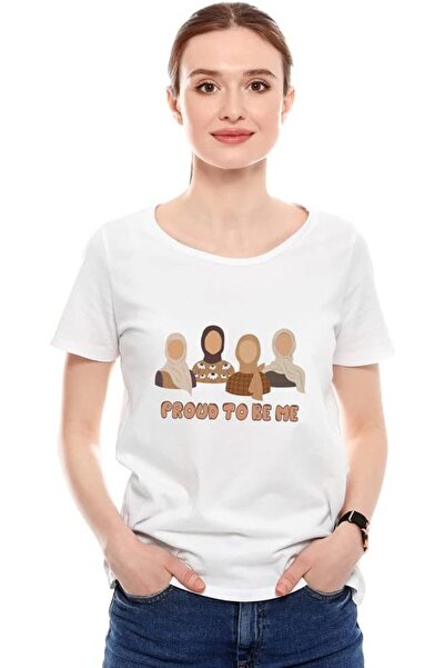 not تي شيرت نسائي بتصميم مطبوع (Proud To Be Me) |   تي شيرت برقبة مستديرة وقص...