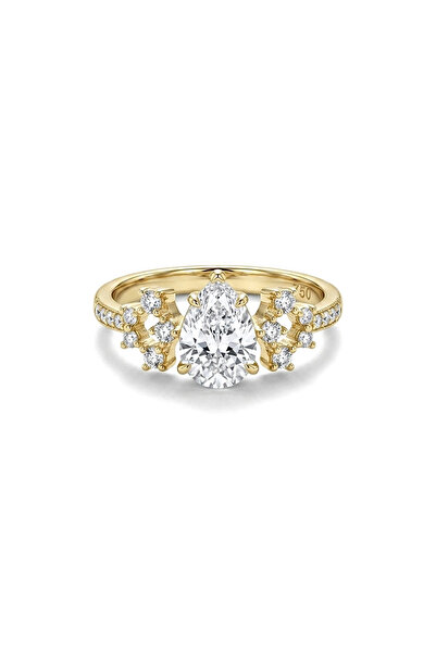 h&b design jewel خاتم من الفولاذ بحجر واحد