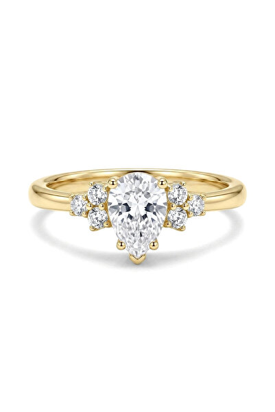 h&b design jewel Çelik Mini Damla Tek Taşlı Yüzük
