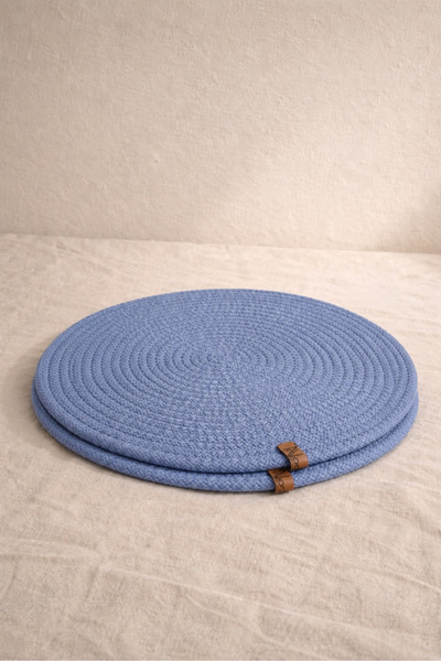 Naspar Indigo Blue Color 2 Pieces 32 cm Placemat Set / Plate Mat / American S...