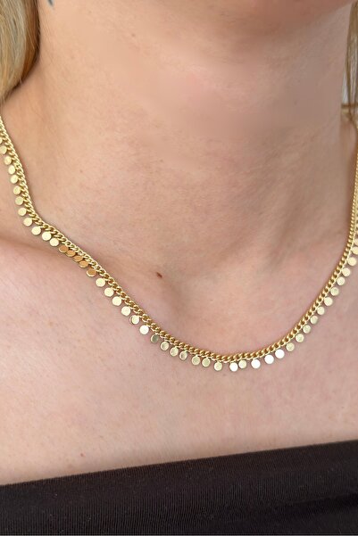 Lavian Accessories Yuvarlak 14K Rengi Pul Zincir Kolye