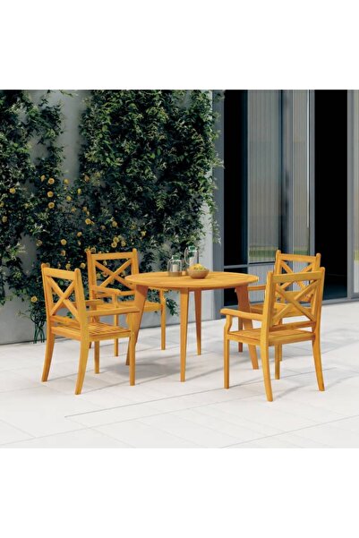 vidaxl Set mobilier de gradina, 5 piese, lemn masiv de acacia