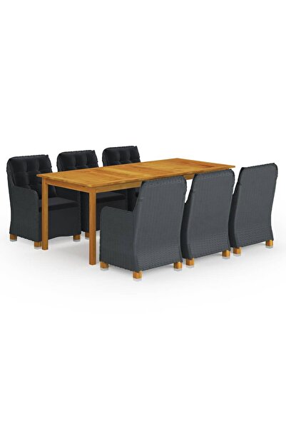 vidaxl Set mobilier de gradina, 7 piese, gri a®nchis