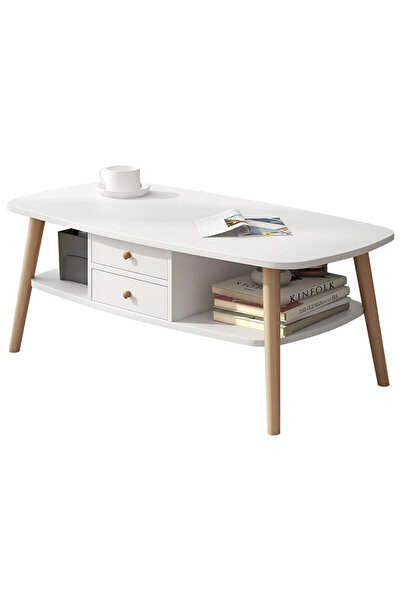 GGEROU Coffee Table,Modern Wooden Rectangle Coffee Tables with 2 Drawer,Cente...