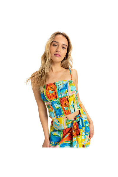 Roxy Womens Sleeveless Top Atlas Palmy Daze - Tube Top M