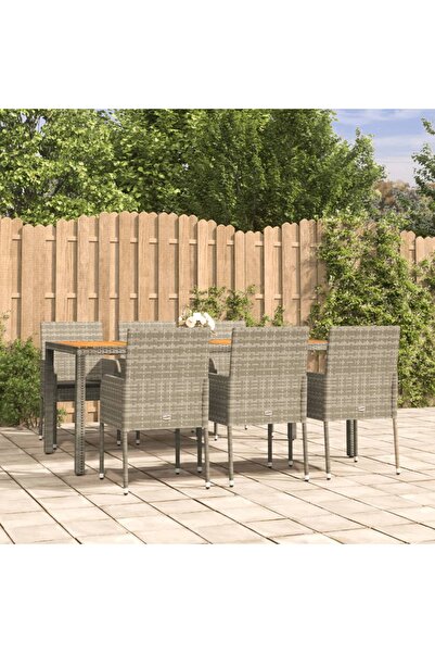 Concept Set mobilier de grădină cu perne, 7 piese, gri, poliratan