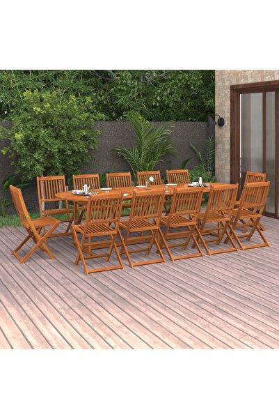 vidaxl Set mobilier de gradina 13 piese 280x90x75cm, lemn masiv acacia