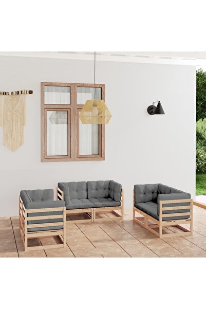 vidaxl Set mobilier de gradina cu perne, 6 piese, lemn masiv de pin