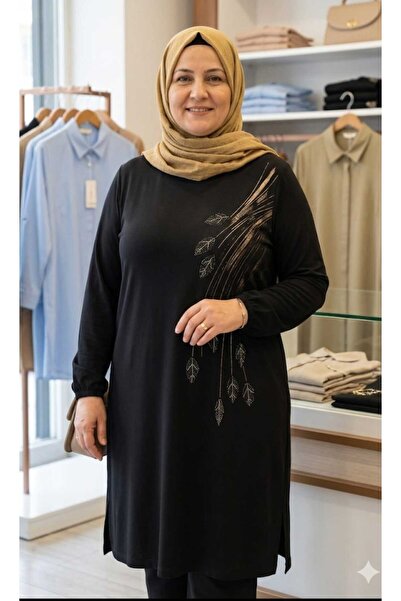 güncüoğlu مقاس كبير، طول 100 سم، تونيك قطني ممشط