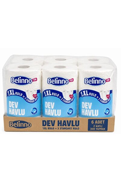 BELİNNO 2K DEV HAVLU 300 YAPRAK 1Lİ X 6'LI