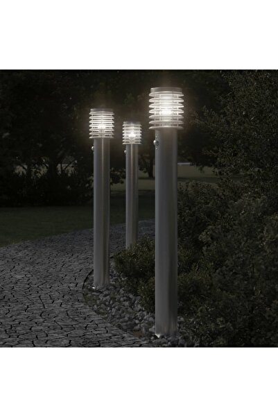 vidaxl Lampa exterioara de podea cu senzor argintiu 110 cm, oÈ›el inox