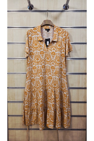 trendbysena Polo Collar Short Combed Cotton Dress