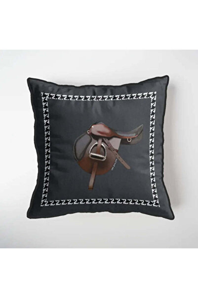 VİTELLİ Equestrian Anthracite Decorative Throw Pillow Cover 1 Piece 50X50 cm