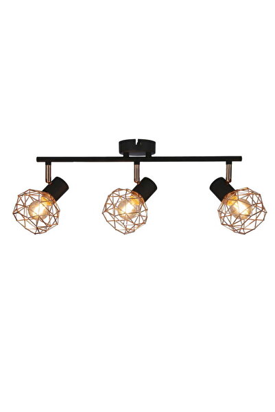 Candellux Plafonieră Acrobat din cupru și metal negru, cu 3 becuri E14, lampă...