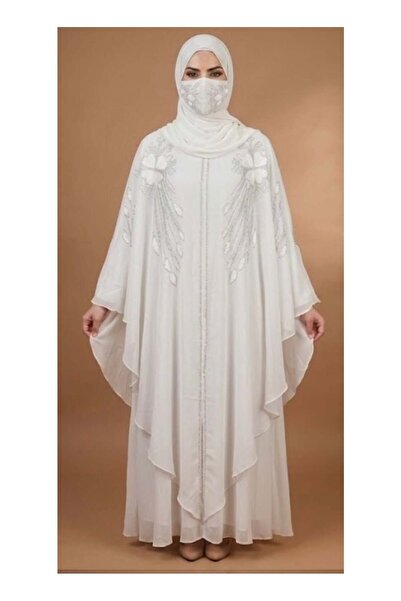 Aymix White Chiffon Abaya with Separate Shila Islamic Jilbab for Women, Full ...