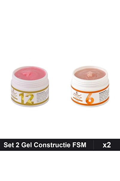 Makeup Set 2 Gel Constructie UV LED FSM 15g, Nuante 12 și 06, Manichiura Prof...