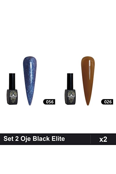 Makeup Set 2 Oje Semipermanente Black Elite 8ml, Nuante 056 026, Manichiură U...