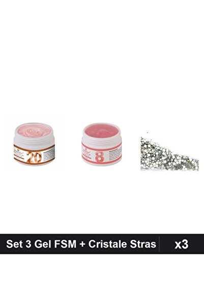 Makeup Set 3 Gel Constructie UV LED FSM 15g + Cristale Stras Swarovski Argintiu